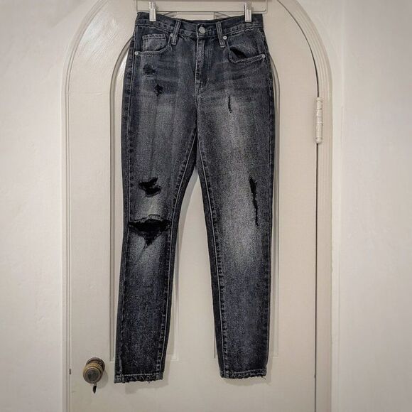 BlankNYC The Rivington Hi Rise Tapered Distressed Jeans Black "Before&After", 25 - Picture 4 of 13
